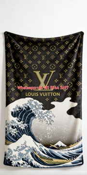 Kanagawa Wave LV Blanket Luxury Wave Art Throw IMG_3582